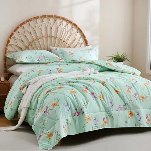 Vista 13 de JSD Juego de edredón Queen con estampado floral bohemio