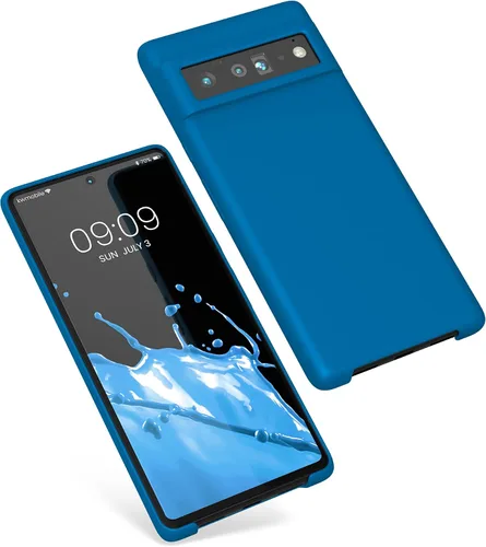 Vista 8 de kwmobile Funda Compatible con Google Pixel 6 Pro - Funda de teléfono de silicona TPU con acabado suave - Azul Arrecife