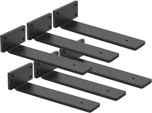 Vista 10 de Paquete de 4 soportes de estante flotantes de 4 pulgadas, soporte de estante oculto de 1/5 pulgadas de grosor, soportes de metal de hierro