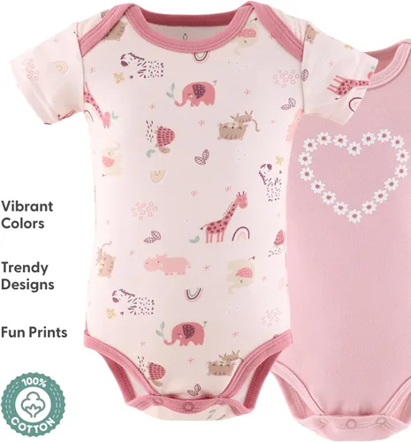 Vista 3 de The Peanutshell Body de manga corta para bebé, 100% algodón, 0-24 meses, Rainbow Safari