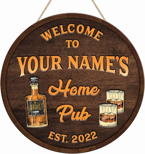 Vista 16 de Artsy Woodsy Placa de madera personalizada para bar pub (no tallada) Accesorios de decoración de pared y puerta, letrero rústico de bar, letrero