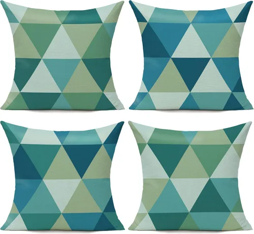 Vista 11 de All Smiles Juego de 4 fundas de almohada para exteriores de 16 x 16 pulgadas, estilo bohemio, colorido, divertido de mediados de siglo, moderno
