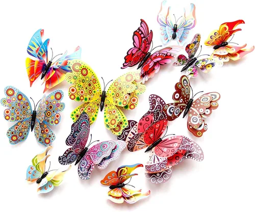 Vista 16 de OPSEAM - Calcomanías 3D de mariposa, 24/48 unidades, para decoraciones de pared, fiestas, con imanes (morado, 24)