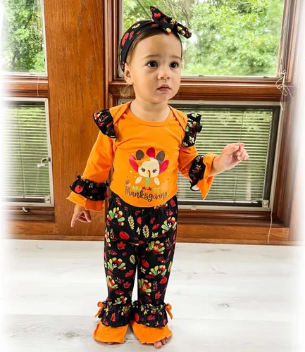 Vista 35 de HINTINA Conjunto de ropa para bebé recién nacida con diadema para el primer Halloween