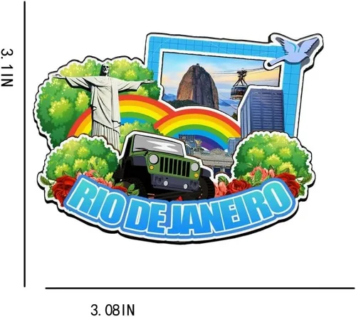 Vista 3 de Imán de Río de Janeiro Brasil para nevera de madera 3D, monumentos de viaje, coleccionables, recuerdos, decoración hecha a mano -4225