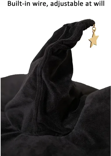 Vista 4 de Aetygh Sombrero de mago negro para mujeres y niñas, sombrero de bruja Lolita de Halloween con ala grande, sombrero de bruja, disfraz de fiesta