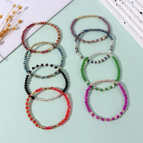Vista 7 de SAMOCO 28 pulseras bohemias con cuentas para mujer, coloridas y apilables con cuentas de cristal brillantes, pulseras versátiles de múltiples capas