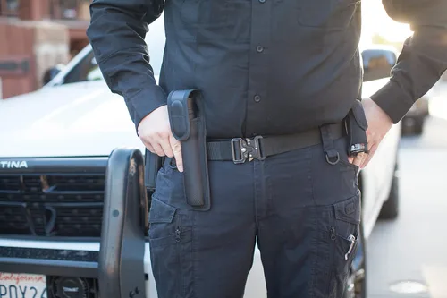 Vista 4 de Funda táctica para linternas Streamlight Stinger y similares, soporte de nailon resistente para linterna compatible con cinturón de servicio