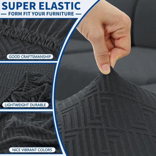 Vista 5 de ZNSAYOTX Fundas Elásticas Individuales para Cojines de Sofá Silla Cojín Fundas de Asiento de Sofá Fundas Protectoras Suaves de Reemplazo Patrón Negro