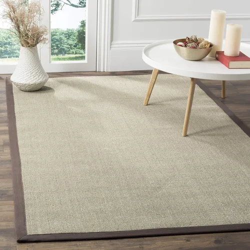 Vista 21 de Alfombra de sisal Safavieh, de color maíz y negro, tejida a mano, de la colección de fibras naturales; 5 x 8 pulgadas, NF441A, Tela, Gris / Gris