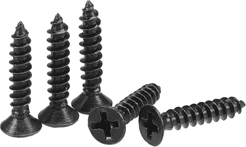 Vista 17 de uxcell Tornillos de madera M3 x 0.472 in Tornillos de cabeza plana Phillips de acero al carbono Autoperforantes Negro 200pcs