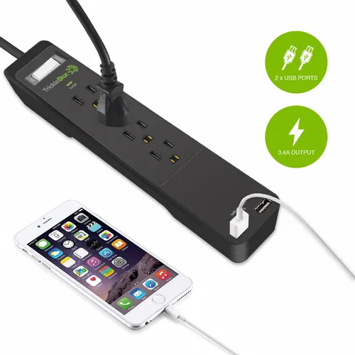 Vista 4 de TS1206 - Protector de sobretensiones serie PRO de 4 tomas con 2 puertos de carga USB, 1080 julios, cerámica, protección contra sobretensiones