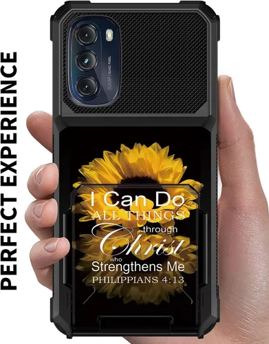 Vista 2 de Funda tipo cartera para Moto G 5G 2022 con ranura para tarjetero, cubierta abatible híbrida de doble capa, resistente, a prueba de golpes, funda