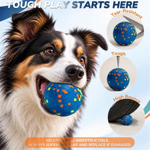 Vista 7 de Bolas para Perros, Bola de Juguete Indestructible para Perros Masticadores Agresivos, Bola Interactiva Duradera de Alta Elasticidad para Entrenar