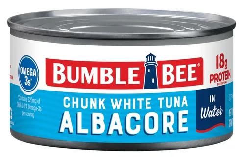 Vista 8 de Bumble Bee Trozos de atún blanco blanco en aceite, lata de 5 onzas, atún capturado en la naturaleza, 0.81 oz de proteína por porción, alto