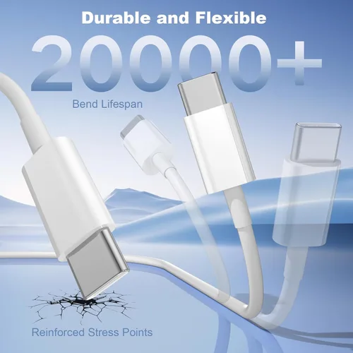 Vista 7 de Cable USB A a USB C para iPhone 18/17/16/15 (3 pies), cable USB C CarPlay Blanco