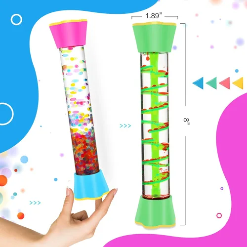 Vista 2 de Tubos sensoriales antiestrés – Juguetes calmantes para niños – Tubo sensorial con botella de purpurina, giratorio por gravedad, espiral de gota