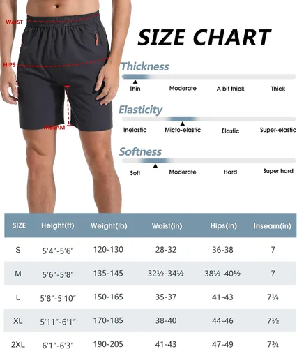 Vista 6 de Kuenlun Top Pantalones cortos deportivos para hombre, de secado rápido, con bolsillos con cremallera, para correr, senderismo, deportes, 7 pulgadas