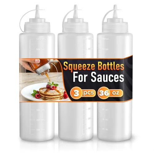 Vista 26 de BURIUS Paquete de 6 botellas pequeñas de 4 onzas para líquidos, botellas transparentes para condimentos exprimibles para salsas, salsa de tomate