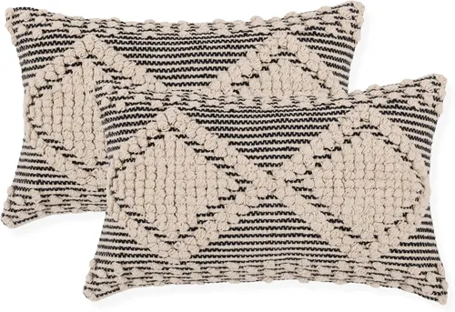 Vista 15 de REDEARTH · Fundas de Cojines Decorativos con Mechones - Fundas Decorativas Tejidas con Textura Boho para Sofá, Cama, Casa de Campo, Silla, Patio