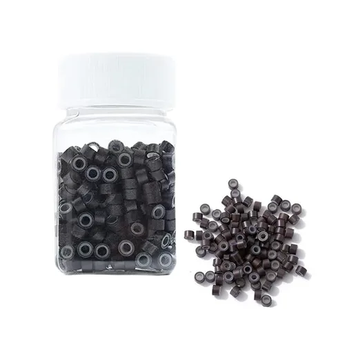 Vista 8 de 500 anillos de silicona con microeslabones de 0.197 in para extensiones de cabello, herramientas de microenlaces de aluminio para extensiones