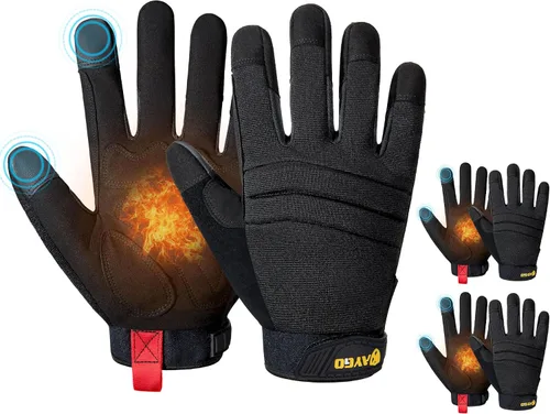 Vista 8 de KAYGO Guantes de trabajo para hombre, KG125M Guantes mecánicos de uso general para todo propósito, excelente agarre, resistentes, destreza mejorada