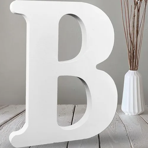 Vista 11 de AOCEAN Letras de madera grandes blancas de 12 pulgadas, letras de madera sin terminar para decoración de pared, letras decorativas de pie