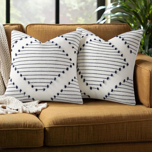 Vista 16 de Mecatny Juego de 2 fundas de almohada bohemias de verano para exteriores, 16 x 16 pulgadas, fundas de almohada decorativas para sofá, sala de estar