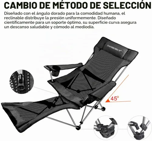 Vista 6 de Zero Gravity - Silla de camping reclinable con almohada acolchada, soporte para tazas, bolsillo de almacenamiento y bolsa de transporte, sillón