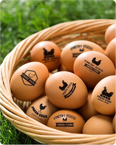 Vista 5 de Sellos de huevos personalizados para huevos frescos, sello personalizado de huevo de pollo con nombre del logotipo, sello de huevo personalizado