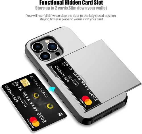 Vista 163 de Nvollnoe - Funda para iPhone 14 con tarjetero [tienda de 5 tarjetas] Negro - Almacenamiento más grande