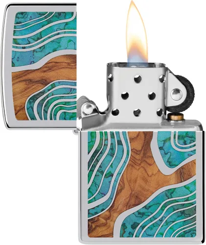 Vista 3 de Zippo Encendedor: madera de fusión y diseño de carcasa - Cromo pulido alto 46118
