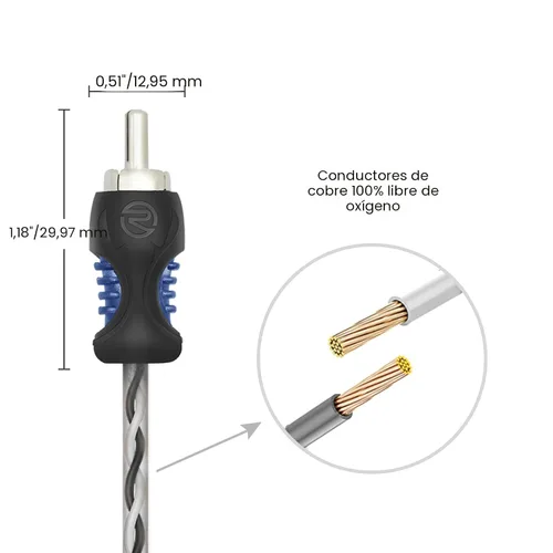 Vista 4 de RECOIL Cable de audio RCA de 2 canales RCI23 de 3 pies con reducción