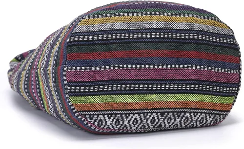 Vista 182 de Bolsa de hombro para mujer, de lona en estilo hippie/bohemio para llevar cruzada al hombro, disponible en diferentes colores y estampados