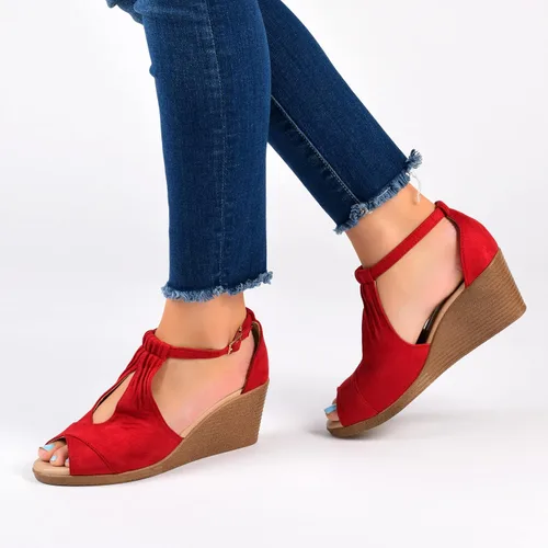 Vista 6 de Sandalias Journee Collection con correa de tobillo y cuña, suela cómoda, para mujer