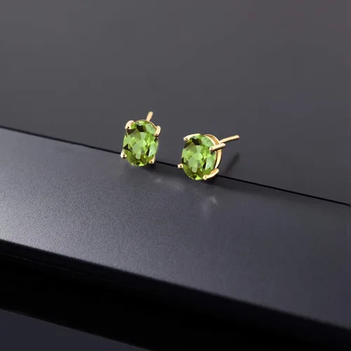Vista 139 de Gem Stone King Aretes de oro de 14 quilates con piedra natal ovalada de 0.315 x 0.236 in Aretes de oro para mujer