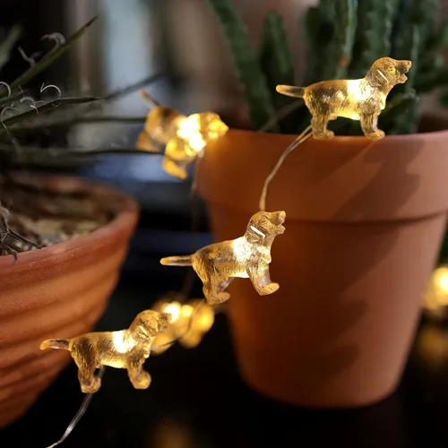 Vista 3 de Guirnalda de luces de hadas labrador, luz decorativa única, regalos para perros para niñas, lindas luces 20 LED, 8 pies, funciona