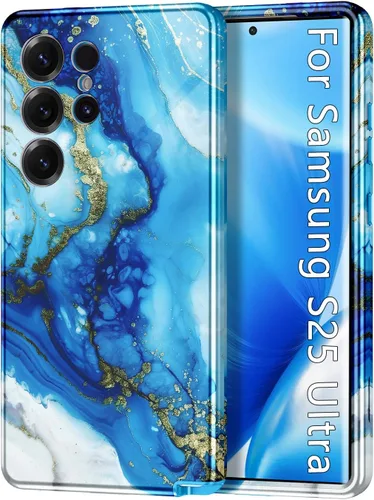 Vista 22 de Btscase para Samsung Galaxy S25, [Probado contra caídas de grado militar] Funda protectora de diseño de patrón de mármol, resistente, delgada