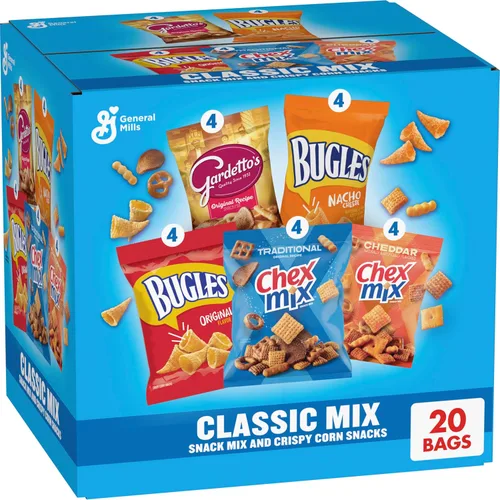 Vista 7 de Cheesy Mix Paquete variado de aperitivos, Chex Mix Cheddar, Bugles Nacho Cheese, Gardetto's Aged Cheddar, 20 unidades, 28.875 oz