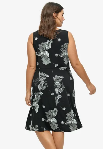 Vista 3 de Ellos Vestido de punto ajustado y acampanado para mujer en tallas grandes
