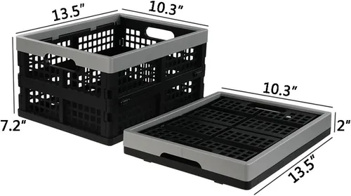 Vista 3 de Jekiyo Cajas plegables de almacenamiento de 16 litros, contenedor plegable de plástico, juego de 3