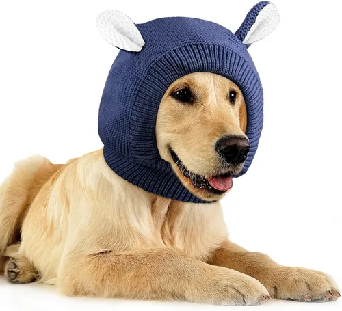 Vista 21 de Orejeras silenciosas para perros, cuello de 14.96 pulgadas, protectores auditivos para perros, protección contra ruido, gorro de punto envolvente