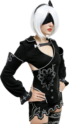 Vista 4 de Miccostumes Disfraz de cosplay modelo B n 2 para mujer con medias de cinta