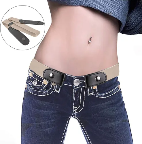 Vista 2 de Buckle-Less No Bulge Invisible Waist Belt Adjustable Free Size Comfortable Elastic Belt for Women or Men