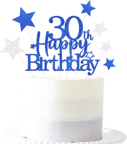 Vista 23 de Decoración brillante para tarta de primer cumpleaños feliz con estrella, adornos personalizados para tarta de 1 cumpleaños, decoraciones de fiesta