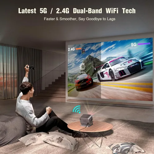 Vista 5 de [Netflix oficial y enfoque automático] Proyector VOPLLS 4K con WiFi y Bluetooth, sonido estéreo 3D y proyector de video Keystone automático