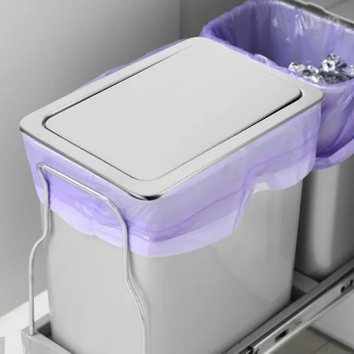 Vista 5 de Zerodeko Tapa de cubo de basura de acero inoxidable para encimera, tapa de cubo de basura de cocina plateada