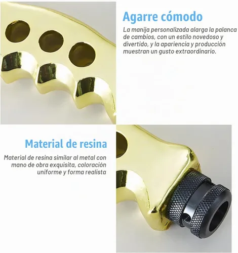 Vista 3 de Pomo de palanca de cambios para automóvil, agarre de transmisión manual y automática con mango tipo cuchillo con tornillos adaptadores y llave Negro