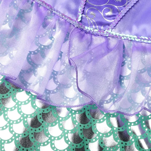 Vista 6 de Uhdear Disfraz de sirena de princesa para niñas con accesorios