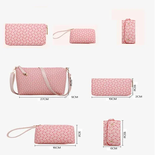 Vista 5 de Juego de 6 bolsos para mujer, de piel sintética, multiusos, clásico, bolsa de hombro
